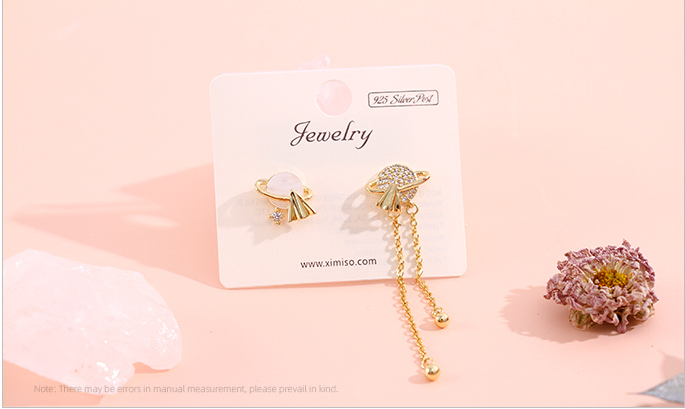 925 Silver Needle Planet Irregular Earrings