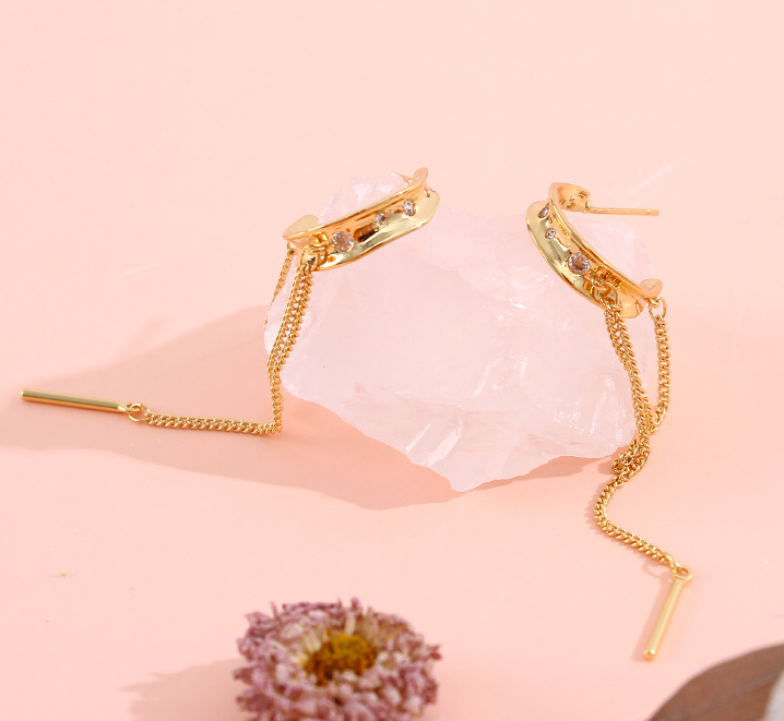 925 Silver Needle Circle Tassel Earrings