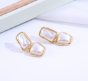 925 Silver Needle Irregular Geometric Artificial Pearl Earrings