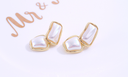 925 Silver Needle Irregular Geometric Artificial Pearl Earrings