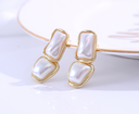 925 Silver Needle Irregular Geometric Artificial Pearl Earrings