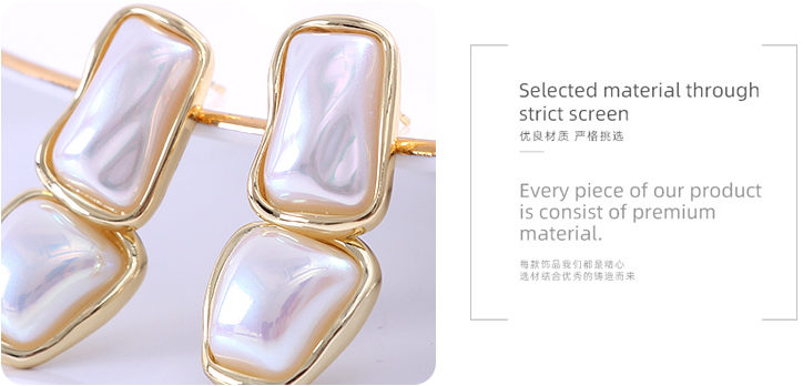 925 Silver Needle Irregular Geometric Artificial Pearl Earrings