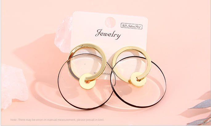 925 Silver Needle Transparent Disc Earrings