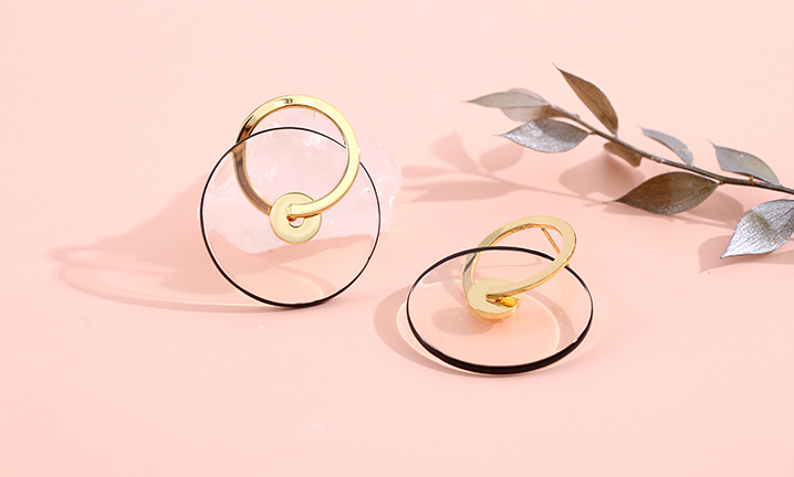 925 Silver Needle Transparent Disc Earrings