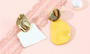 925 Silver Needle Contrast Color Geometric Earrings