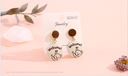 925 Silver Needle Cute Bear Disc Earrings