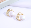 925 Silver Needle Stylish Retro Artificial Pearl Metal Earrings