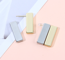 925 Silver Needle Stylish Square Bar Two Tone Earrings
