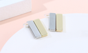 925 Silver Needle Stylish Square Bar Two Tone Earrings