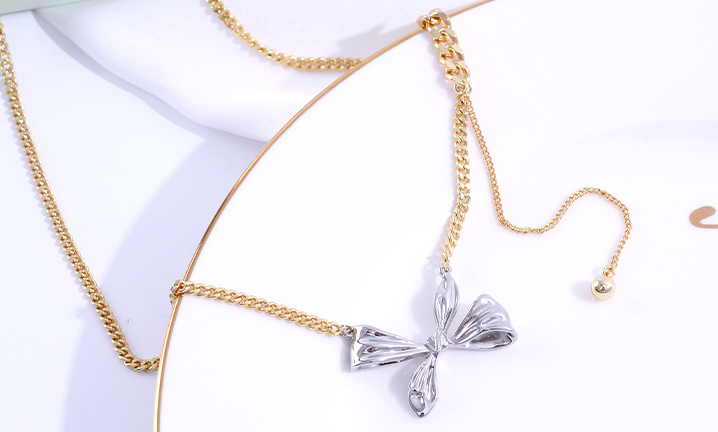 Delicate Bow Tassel Necklace