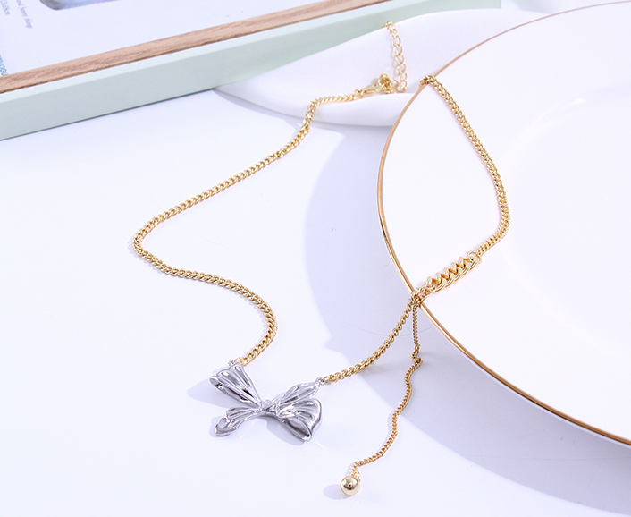 Delicate Bow Tassel Necklace