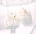 Stylish Loving Heart Artificial Pearl Bow Earrings