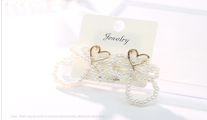 Stylish Loving Heart Artificial Pearl Bow Earrings