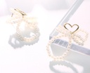 Stylish Loving Heart Artificial Pearl Bow Earrings