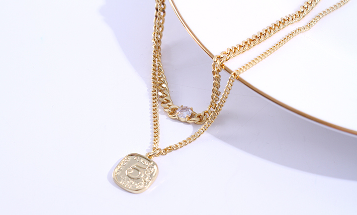 Square Pendant Two Layers Necklace