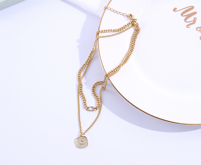 Square Pendant Two Layers Necklace