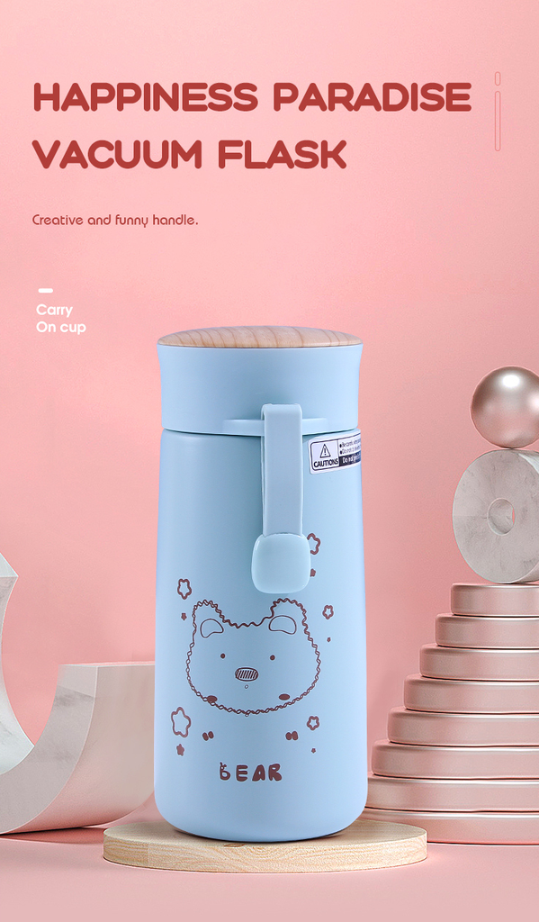 Happiness Paradise Vacuum Flask 270ml/9.1fl.oz.(Cyan)