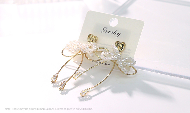 Sweet Loving Heart Bow Zircon Earrings