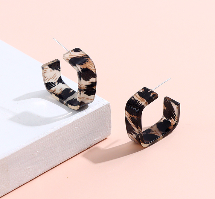 925 Silver Needle Elegant Square Resin Earrings
