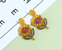 925 Silver Needle Yellow Flower Acrylic Earrings