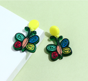 925 Silver Needle Retro Colorful Butterfly Acrylic Earrings
