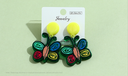 925 Silver Needle Retro Colorful Butterfly Acrylic Earrings
