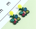 925 Silver Needle Retro Colorful Butterfly Acrylic Earrings