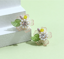 925 Silver Needle Solid Flower Delicate Earrings