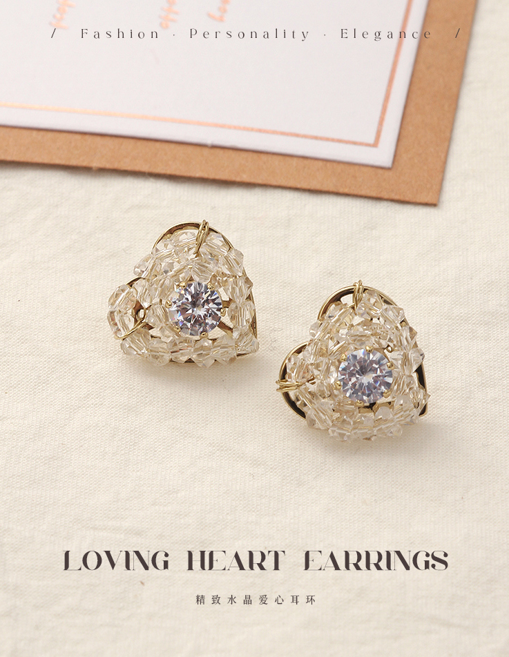 Exquisite Crystal Loving Heart Earrings