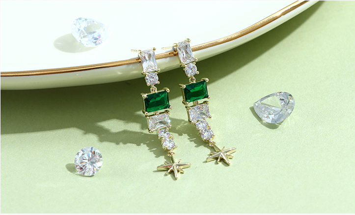 925 Silver Needle Stylish Retro Beccarite Earrings