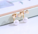 925 Silver Needle Artificial Pearl Bow Double Sided Earrings