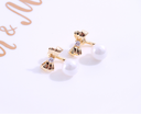 925 Silver Needle Artificial Pearl Bow Double Sided Earrings