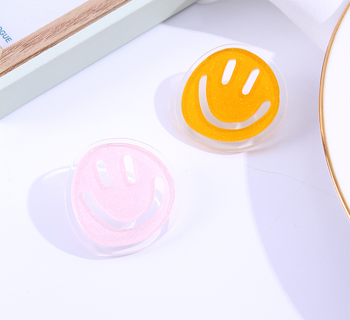 925 Silver Needle Smiling Resin Earrings