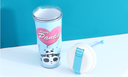 FK001 Happy Panda Double Walls Plastic Cup 520ml/17.5fl.oz.(Blue)