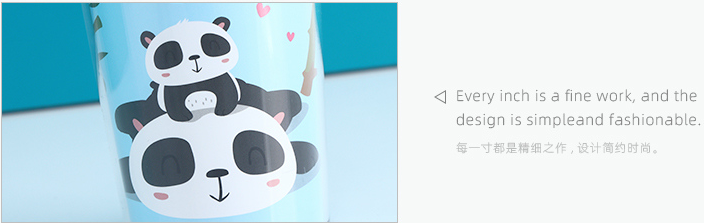 FK001 Happy Panda Double Walls Plastic Cup 520ml/17.5fl.oz.(Blue)