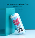 FK001 Happy Panda Double Walls Plastic Cup 520ml/17.5fl.oz.(Blue)