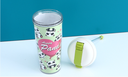 FK002 Happy Panda Double Walls Plastic Cup with Straw 520ml/17.5fl.oz.(Green)