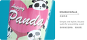 FK002 Happy Panda Double Walls Plastic Cup with Straw 520ml/17.5fl.oz.(Green)
