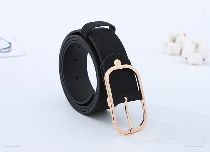 Fashionable U Buckle Black Belt for Ladies