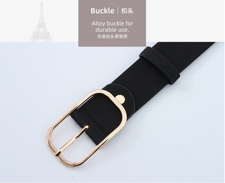 Fashionable U Buckle Black Belt for Ladies