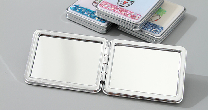 Portable Rectangular Makeup Mirror (Glitters Series - Potted Plant)