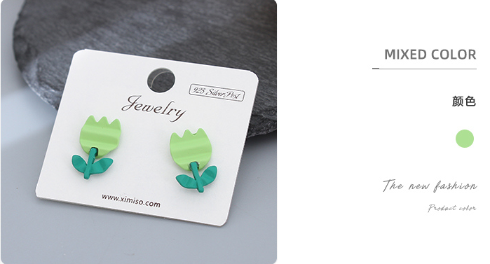 Paint Green Flower Earrings