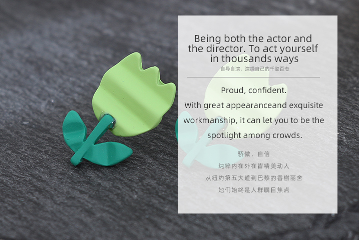 Paint Green Flower Earrings