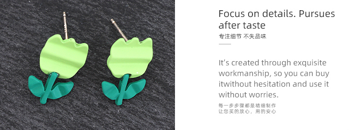 Paint Green Flower Earrings
