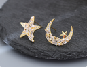925 Silver Needle Stars Moon Artificial Stone Earrings