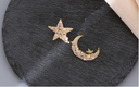 925 Silver Needle Stars Moon Artificial Stone Earrings
