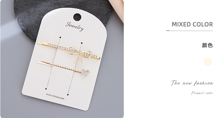 Bow Knot Heart Hair Pin Set
