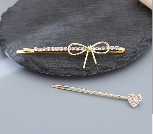 Bow Knot Heart Hair Pin Set