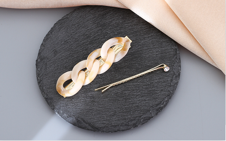 Beige Chain Geometric Hair Pin Set