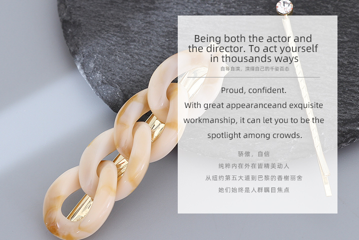 Beige Chain Geometric Hair Pin Set
